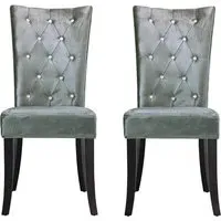 Belfast Dining Chair with Diamanté Detail - Silver, Crushed Velvet alternate view