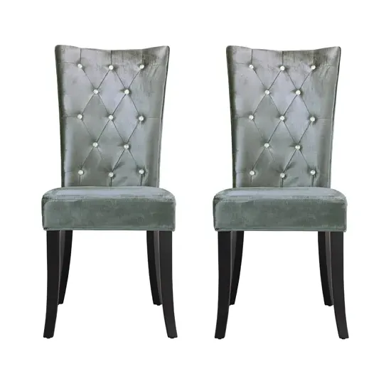 Belfast Dining Chair with Diamanté Detail - Silver, Crushed Velvet product