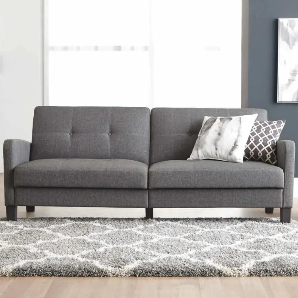 Belfast Fabric Sofa Bed with Oak Legs - Grey