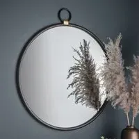 Belfast Large Round Wall Mirror - Black, Metal