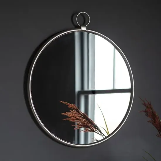 Belfast Large Round Wall Mirror - Silver, Metal