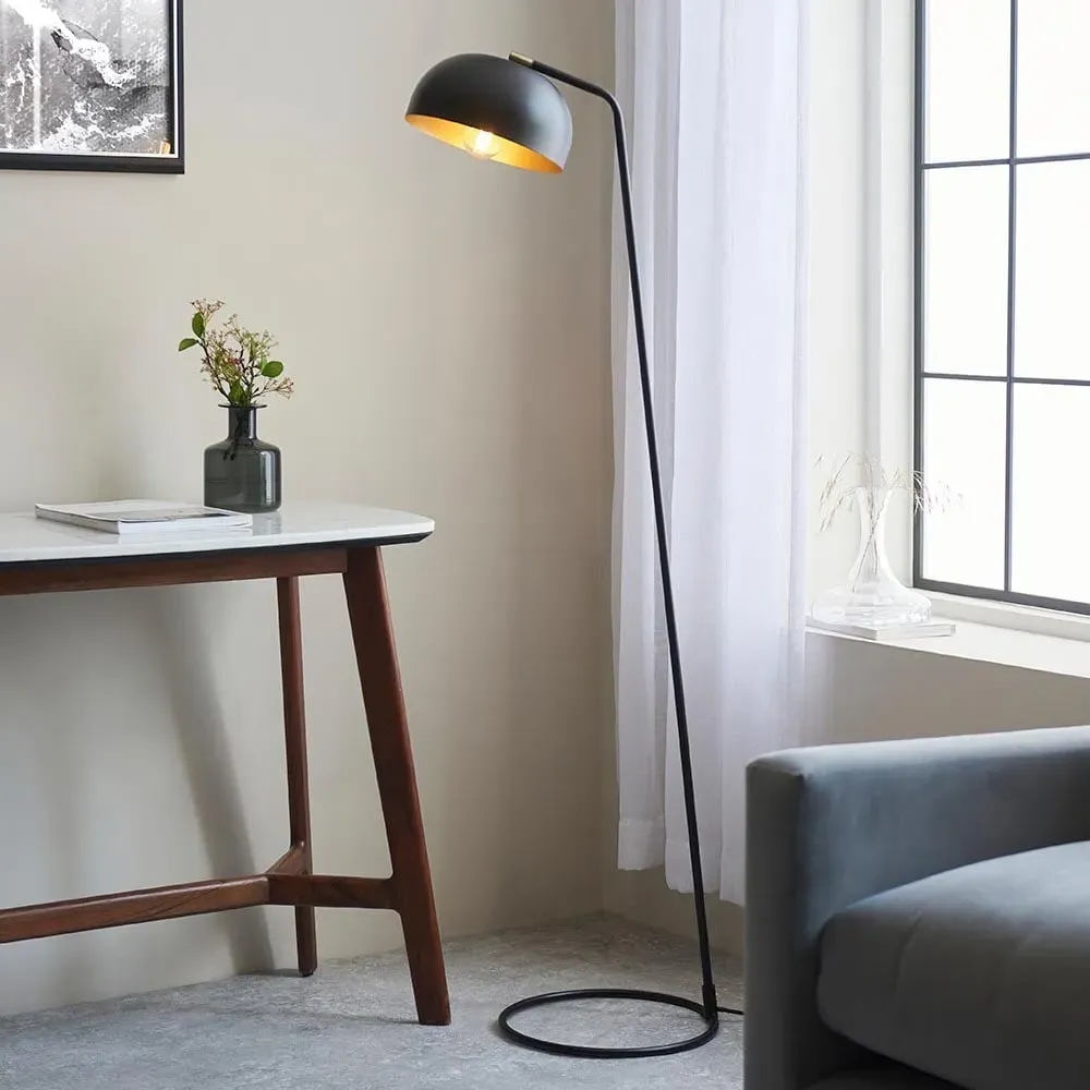 Belfast Metal Floor Lamp - Black, Antique Brass image