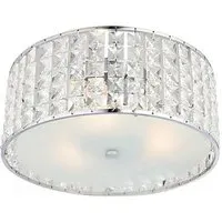 Belfont 3 Light Flush Ceiling Light with Crystals - Chrome
