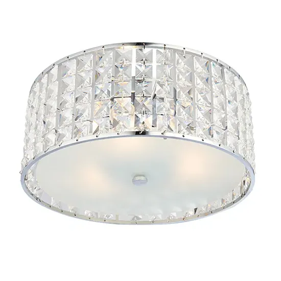 Belfont 3 Light Flush Ceiling Light with Crystals - Chrome image