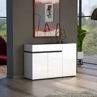 Belfort 3 Door 1 Drawer Sideboard - White, High Gloss MDF alternate view