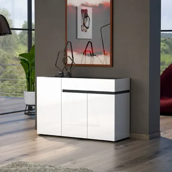 Belfort 3 Door 1 Drawer Sideboard - White, High Gloss MDF product