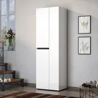 Belfort 3-Door Tall Shoe Cabinet - White, MDF alternate view
