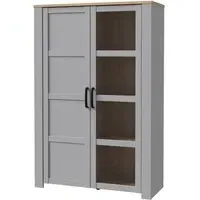 Belgin 2 Door Display Cabinet - Grey, Oak