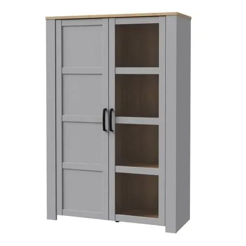 Belgin 2 Door Display Cabinet - Grey, Oak