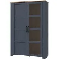 Belgin 2 Door Display Cabinet - Navy, Oak