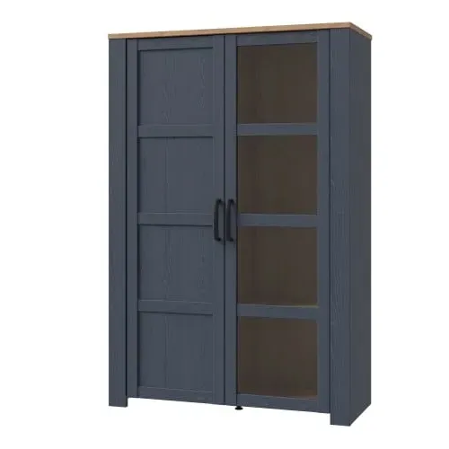 Belgin 2 Door Display Cabinet - Navy, Oak