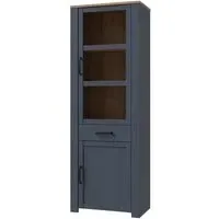 Belgin 2 Door Display Cabinet with Drawer - Navy, Oak