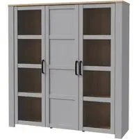 Belgin 3 Door Display Cabinet - Grey, Oak