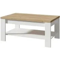 Belgin Coffee Table with Shelf - White, Riviera Oak