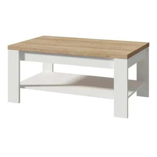 Belgin Coffee Table with Shelf - White, Riviera Oak
