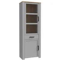 Belgin Display Cabinet 2 Doors 1 Drawer - Grey, Oak alternate view