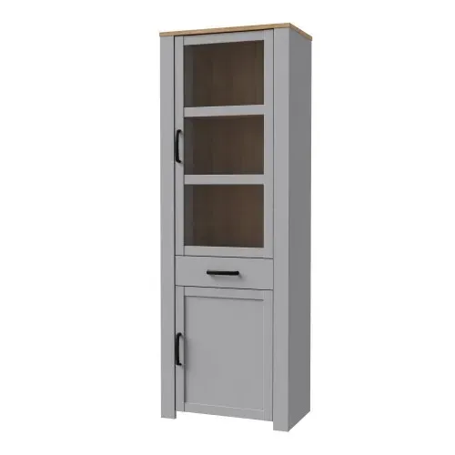 Belgin Display Cabinet 2 Doors 1 Drawer - Grey, Oak product