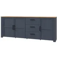 Belgin Large Sideboard with 3 Doors 3 Drawers - Navy, Oak