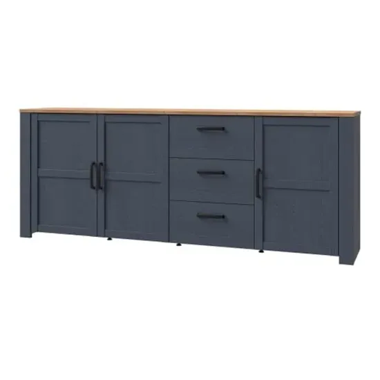 Belgin Large Sideboard with 3 Doors 3 Drawers - Navy, Oak image
