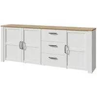 Belgin Large Sideboard with 3 Doors 3 Drawers - White, Oak