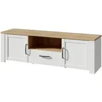 Belgin TV Stand with 2 Doors 1 Drawer - White, Oak
