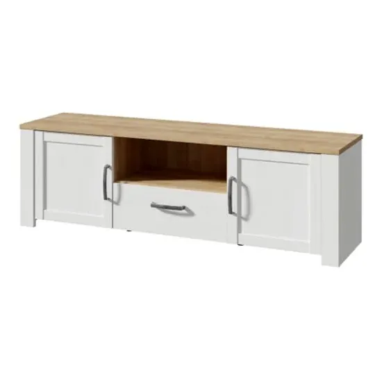 Belgin TV Stand with 2 Doors 1 Drawer - White, Oak