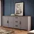 Belgin Wooden Sideboard with 3 Doors 3 Drawers - Grey Oak