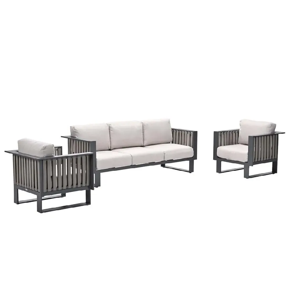 Belgrade 3-Piece Garden Lounge Set - Desert Sand, Aluminium