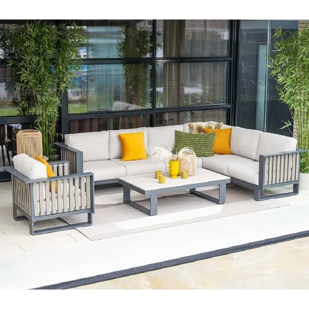 Belgrade Corner Garden Lounge Set - Desert Sand, Aluminium