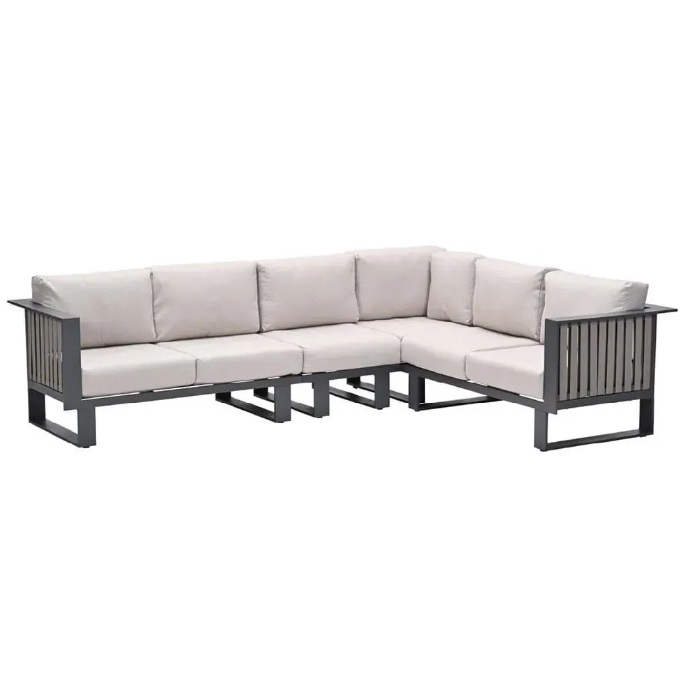 Belgrade Corner Garden Lounge Sofa - Desert Sand, Aluminium