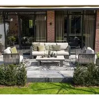 Belgrade Garden Lounge Set with Coffee Table - Sand, Aluminium