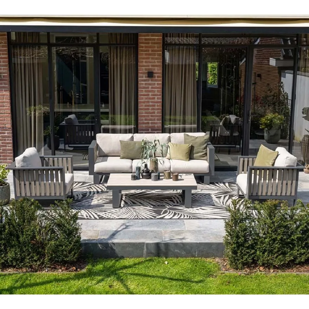 Belgrade Garden Lounge Set with Coffee Table - Sand, Aluminium