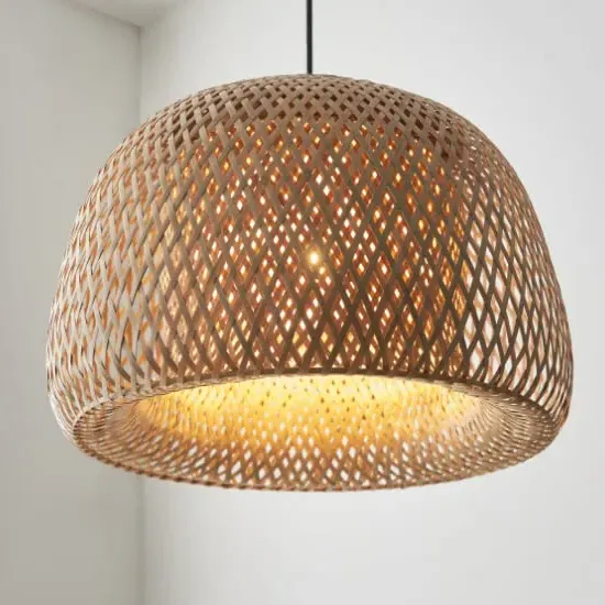 Belie Dome Pendant Light - Black, Rattan image