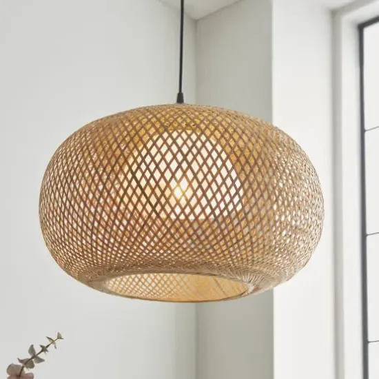 Belie Globe Pendant Light - Black, Rattan