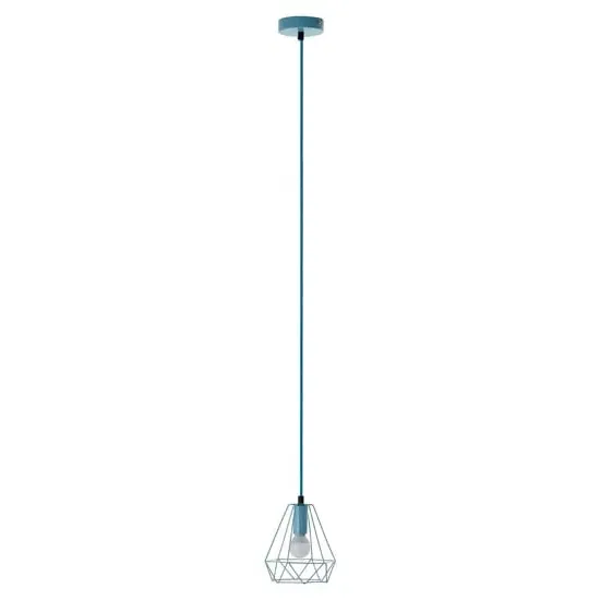 Belika Geometric Wire Frame Pendant Light - Blue, Metal image