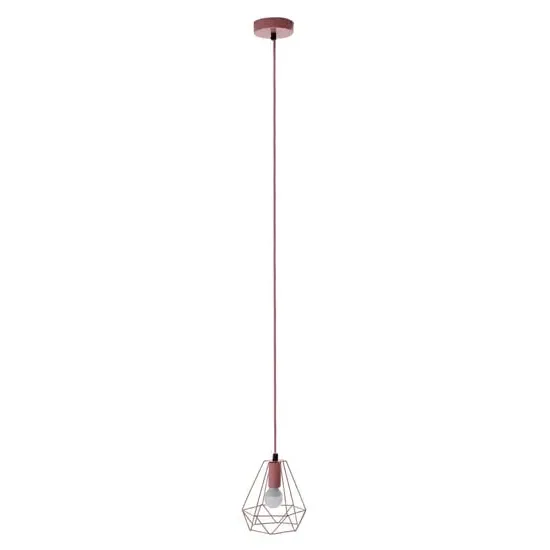 Belika Geometric Wire Frame Pendant Light - Pink, Metal