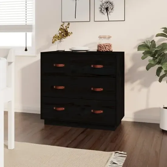 Belint 3 Drawer Chest - Black, Pine Wood