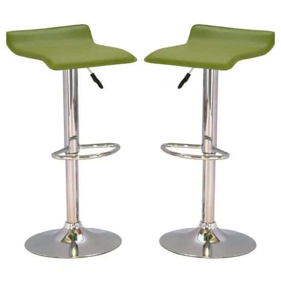 Belita Adjustable Bar Stools In Pair - Green, PVC