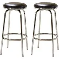 Belita Bar Stools with Backrest - Black, Chrome