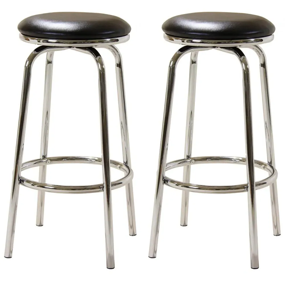 Belita Bar Stools with Backrest - Black, Chrome image