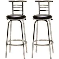 Belita Bar Stools with Chrome Legs - Black