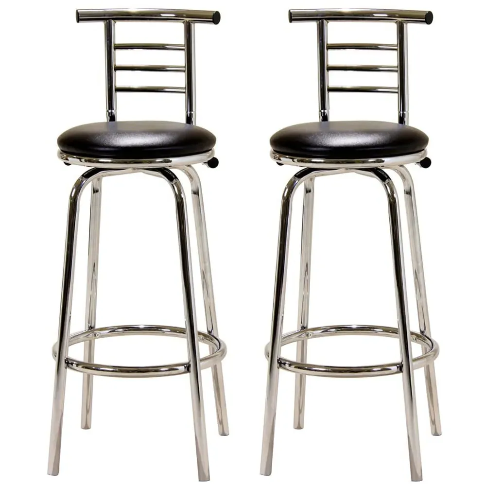 Belita Bar Stools with Chrome Legs - Black