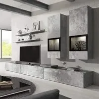 Belita Entertainment Unit with LED Lights - Concrete Grey