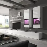Belita Entertainment Unit with LED Lights - White