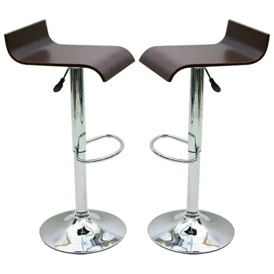 Belita Gas-Lift Bar Stools In Pair - Walnut