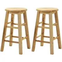 Belita Large Wooden Stools in Pair - Oak