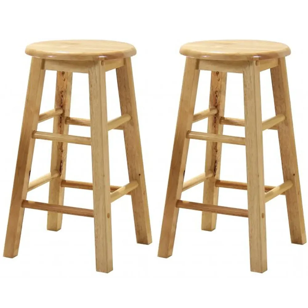 Belita Large Wooden Stools in Pair - Oak
