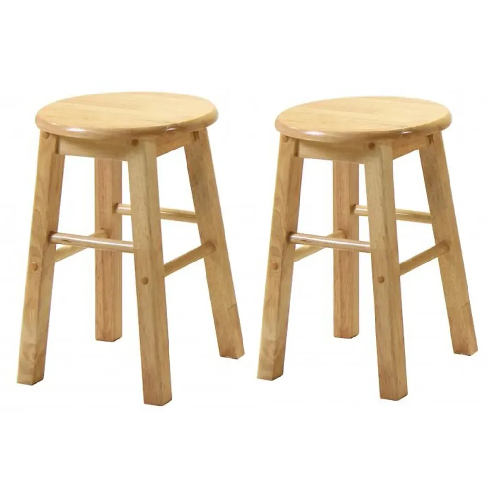 Belita Small Wooden Stools in Pair - Oak image