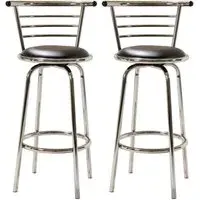 Belita Wide Bar Stools with Chrome Frame - Black