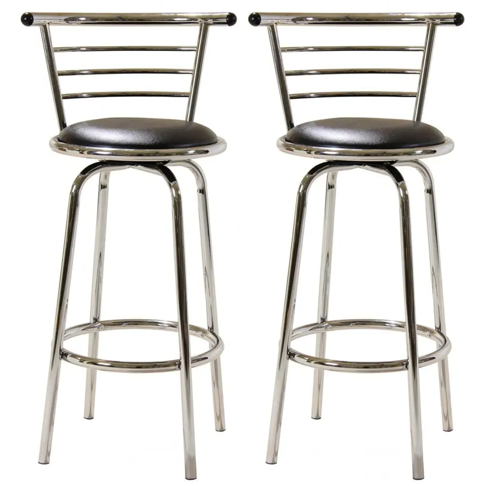 Belita Wide Bar Stools with Chrome Frame - Black